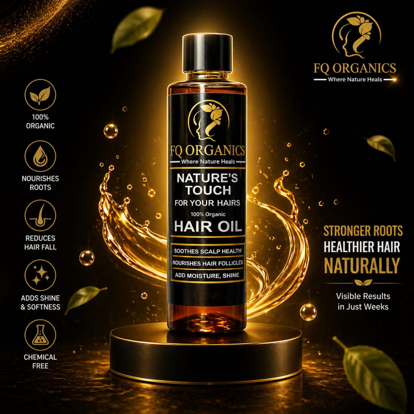 FQ Organics Hair Oil 200ml - Natures Secret for Stronger and Thicker Hair